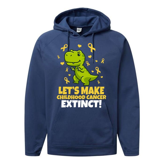 Let's Make Childhood Cancer Extinct Trex Performance Fleece Hoodie