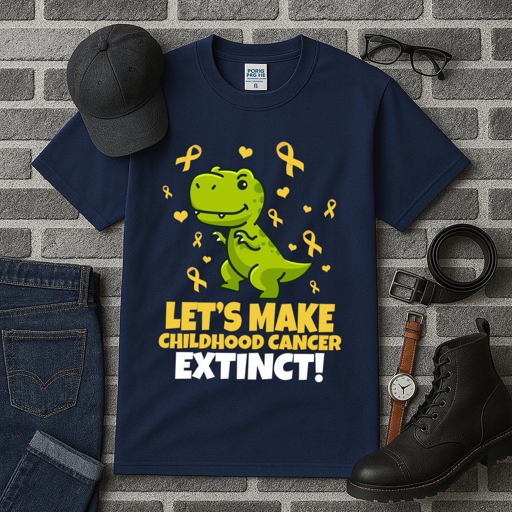 Let's Make Childhood Cancer Extinct Trex Tall T-Shirt