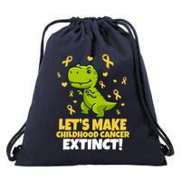 Let's Make Childhood Cancer Extinct Trex Drawstring Bag