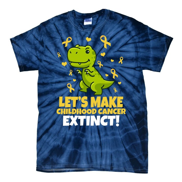 Let's Make Childhood Cancer Extinct Trex Tie-Dye T-Shirt