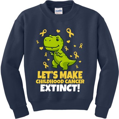 Let's Make Childhood Cancer Extinct Trex Kids Sweatshirt