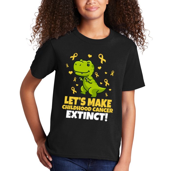 Let's Make Childhood Cancer Extinct Trex Kids T-Shirt