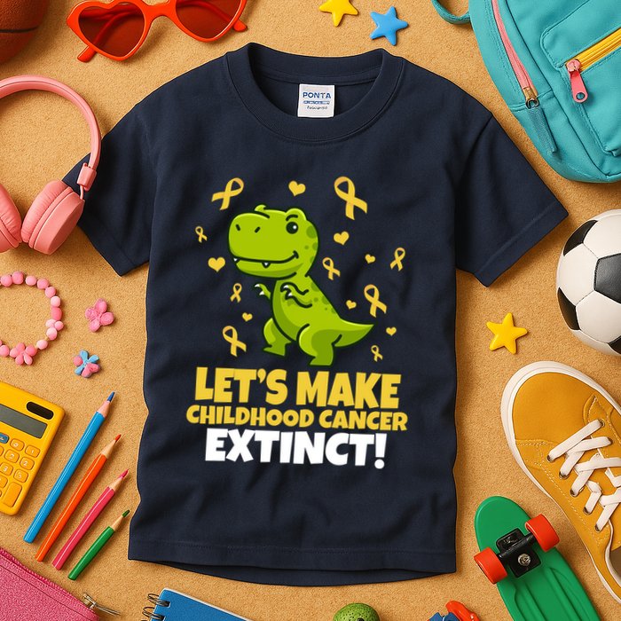 Let's Make Childhood Cancer Extinct Trex Kids T-Shirt