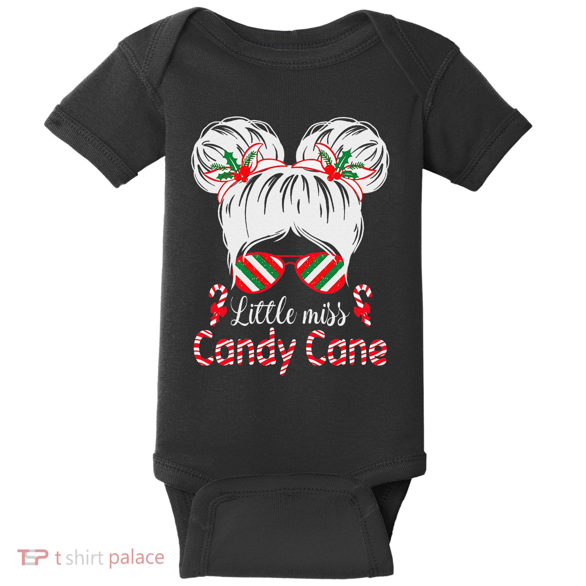 Little Miss Candy Cane Christmas Messy Bungirl Baby Bodysuit
