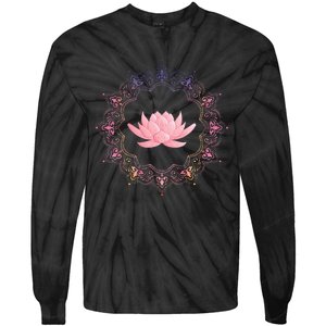 Lotus Mandala Circle Spiritual Yoga Tie-Dye Long Sleeve Shirt