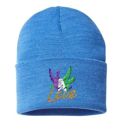 Love Masquerade Carnival Celebration Mardi Gras Gift Sustainable Knit Beanie