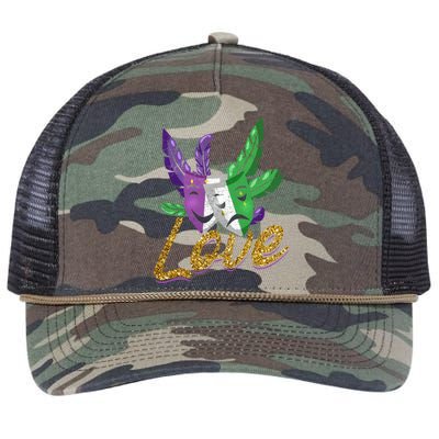 Love Masquerade Carnival Celebration Mardi Gras Gift Retro Rope Trucker Hat Cap