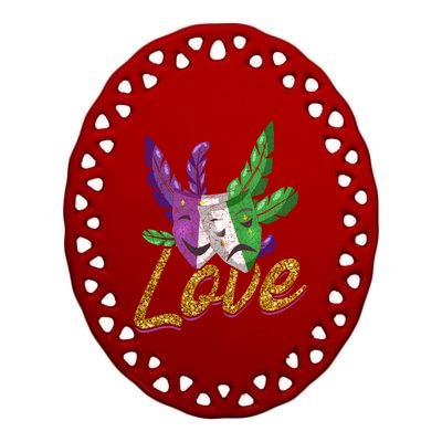 Love Masquerade Carnival Celebration Mardi Gras Gift Ceramic Oval Ornament