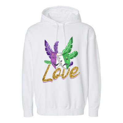 Love Masquerade Carnival Celebration Mardi Gras Gift Garment-Dyed Fleece Hoodie