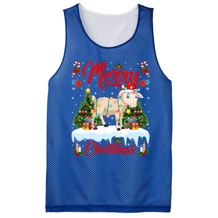 Lamb Merry Christmas Tree Lighting Santa Lamb Xmas Meaningful Gift Mesh Reversible Basketball Jersey Tank