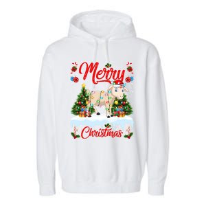 Lamb Merry Christmas Tree Lighting Santa Lamb Xmas Meaningful Gift Garment-Dyed Fleece Hoodie