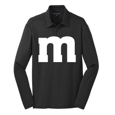 Letter M Capital Alphabet Silk Touch Performance Long Sleeve Polo