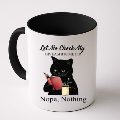 Let Me Check My Giveashitometer Nope Nothing Black Cat Mug