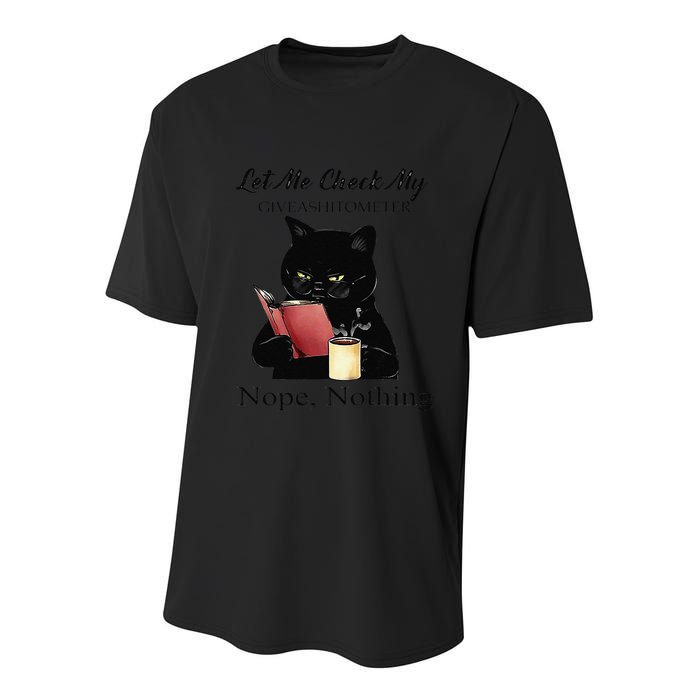 Let Me Check My Giveashitometer Nope Nothing Black Cat Youth Performance Sprint T-Shirt