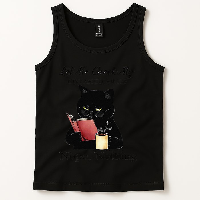 Let Me Check My Giveashitometer Nope Nothing Black Cat Tank Top
