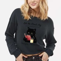 Let Me Check My Giveashitometer Nope Nothing Black Cat Cropped Pullover Crew