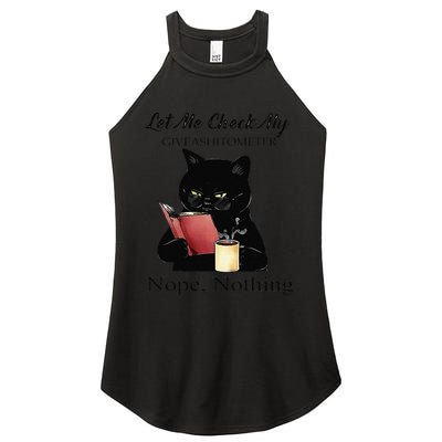 Let Me Check My Giveashitometer Nope Nothing Black Cat Women's Perfect Tri Rocker Tank