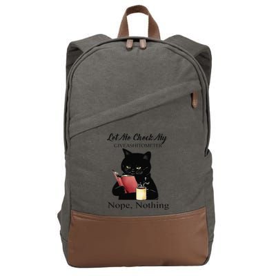 Let Me Check My Giveashitometer Nope Nothing Black Cat Cotton Canvas Backpack