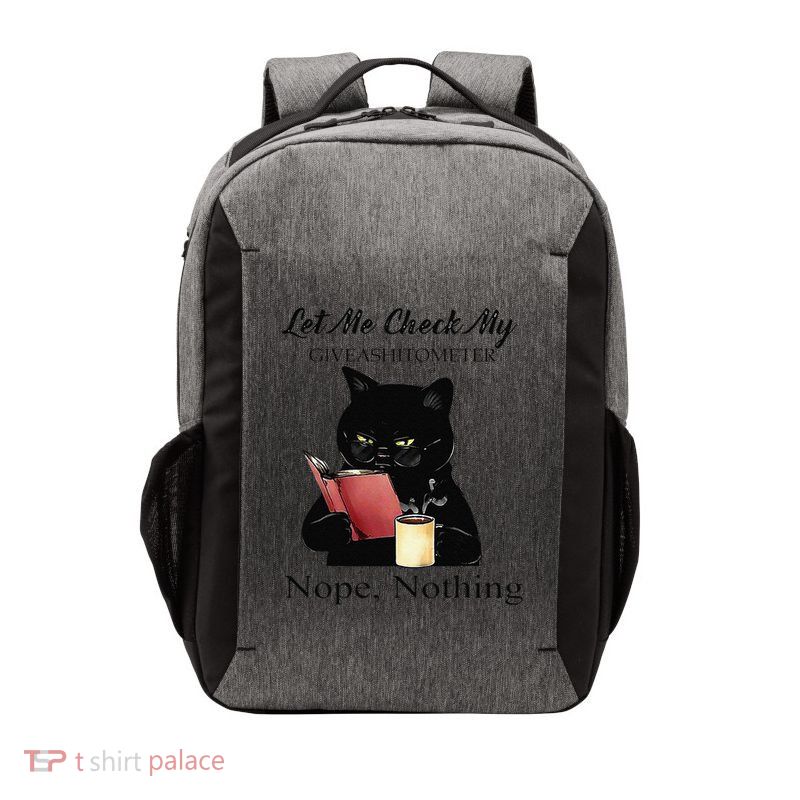 Let Me Check My Giveashitometer Nope Nothing Black Cat Vector Backpack
