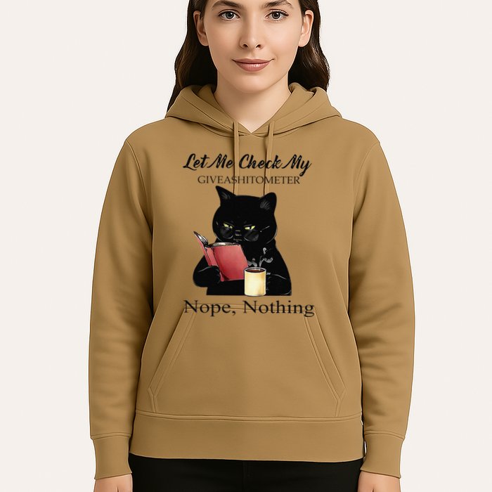 Let Me Check My Giveashitometer Nope Nothing Black Cat Hoodie