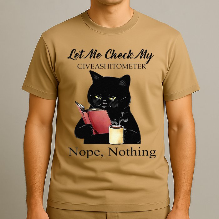 Let Me Check My Giveashitometer Nope Nothing Black Cat T-Shirt