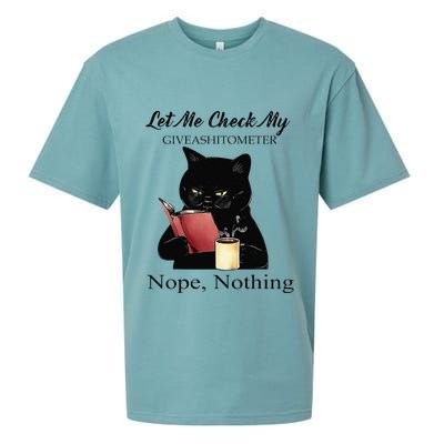 Let Me Check My Giveashitometer Nope Nothing Black Cat Sueded Cloud Jersey T-Shirt