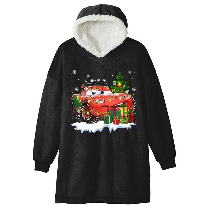 Lightning Mcqueen Christmas Lights Cars Xmas Lover Hooded Wearable Blanket