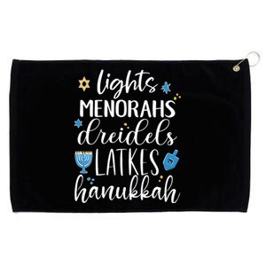 Lights Menorahs Dreidels Latkes Hanukkah Jewish Grommeted Golf Towel