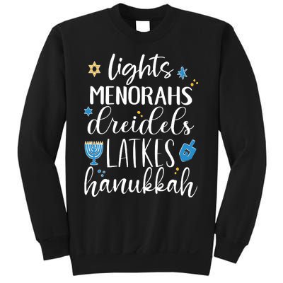 Lights Menorahs Dreidels Latkes Hanukkah Jewish Sweatshirt