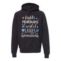 Lights Menorahs Dreidels Latkes Hanukkah Jewish Premium Hoodie