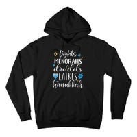 Lights Menorahs Dreidels Latkes Hanukkah Jewish Tall Hoodie