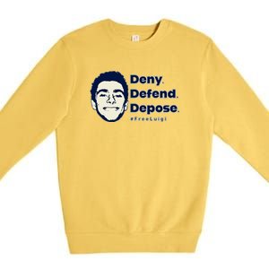 Luigi Mangione Deny Defend Depose — Free Luigi Premium Crewneck Sweatshirt