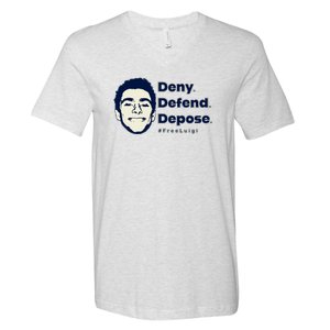 Luigi Mangione Deny Defend Depose — Free Luigi V-Neck T-Shirt