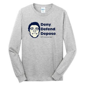 Luigi Mangione Deny Defend Depose — Free Luigi Tall Long Sleeve T-Shirt