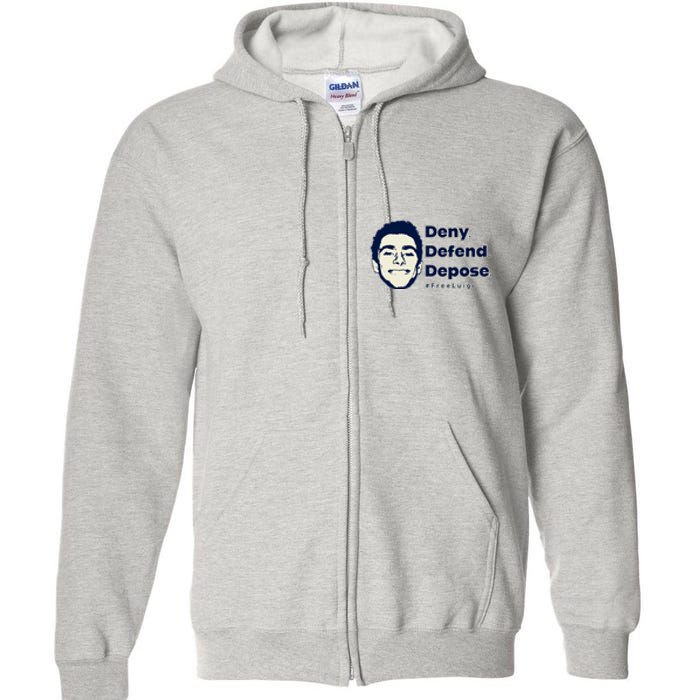 Luigi Mangione Deny Defend Depose — Free Luigi Full Zip Hoodie