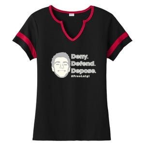 Luigi Mangione Deny Defend Depose — Free Luigi Ladies Halftime Notch Neck Tee