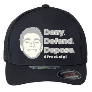 Luigi Mangione Deny Defend Depose — Free Luigi Flexfit Unipanel Trucker Cap