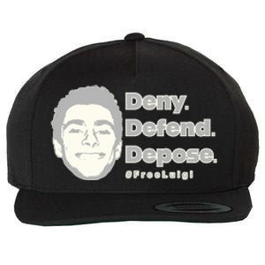 Luigi Mangione Deny Defend Depose — Free Luigi Wool Snapback Cap