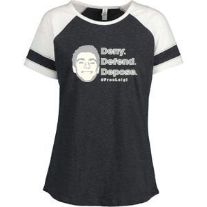 Luigi Mangione Deny Defend Depose — Free Luigi Enza Ladies Jersey Colorblock Tee