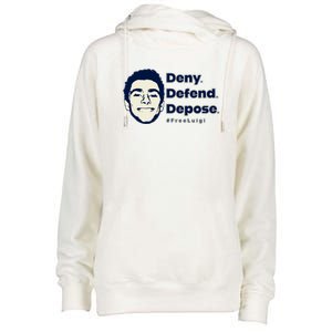 Luigi Mangione Deny Defend Depose — Free Luigi Womens Funnel Neck Pullover Hood