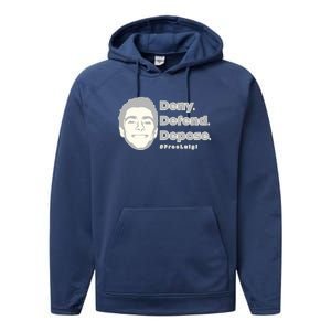 Luigi Mangione Deny Defend Depose — Free Luigi Performance Fleece Hoodie