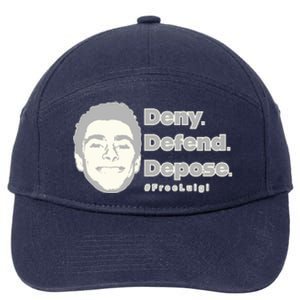 Luigi Mangione Deny Defend Depose — Free Luigi 7-Panel Snapback Hat