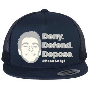 Luigi Mangione Deny Defend Depose — Free Luigi Flat Bill Trucker Hat