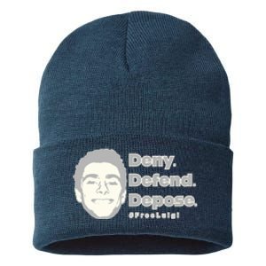 Luigi Mangione Deny Defend Depose — Free Luigi Sustainable Knit Beanie