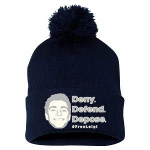 Luigi Mangione Deny Defend Depose — Free Luigi Pom Pom 12in Knit Beanie