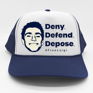 Luigi Mangione Deny Defend Depose — Free Luigi Trucker Hat