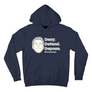 Luigi Mangione Deny Defend Depose — Free Luigi Tall Hoodie