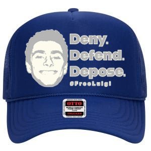 Luigi Mangione Deny Defend Depose — Free Luigi High Crown Mesh Back Trucker Hat