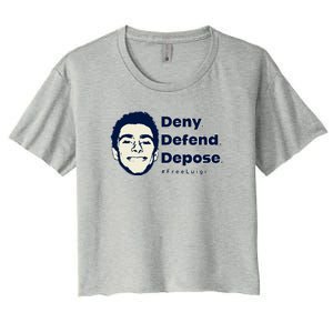 Luigi Mangione Deny Defend Depose — Free Luigi Women's Crop Top Tee