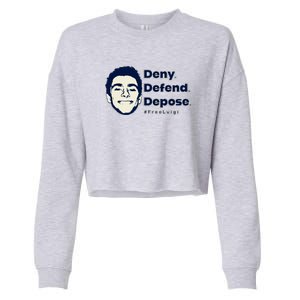 Luigi Mangione Deny Defend Depose — Free Luigi Cropped Pullover Crew